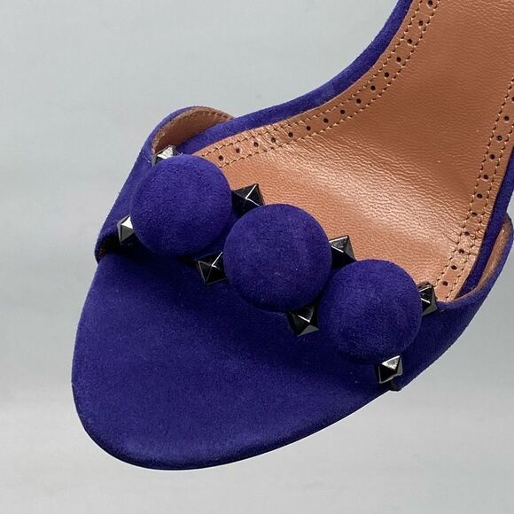 Alaia Bombe 90 Ankle-Strap Studded Suede Leather Sandals size 36.5 - Picture 9 of 16